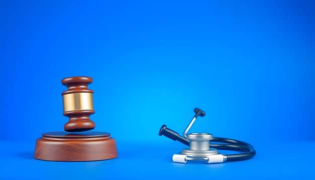 A gavel resting on a stack of papers labeled 
