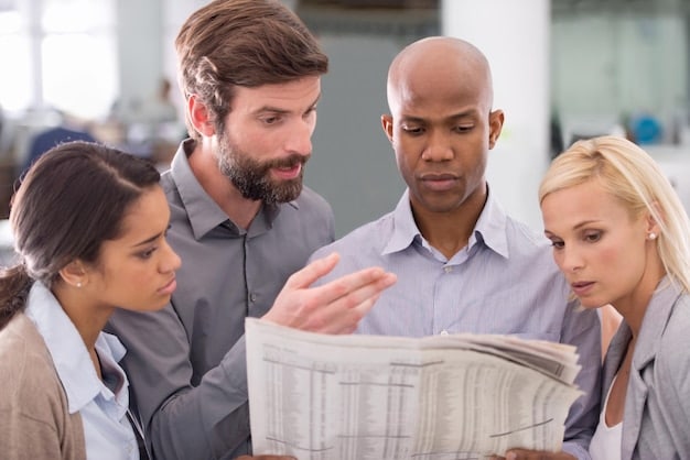 A photograph depicting a diverse group of people looking concerned while reviewing financial documents, symbolizing the widespread anxiety about potential tax increases.