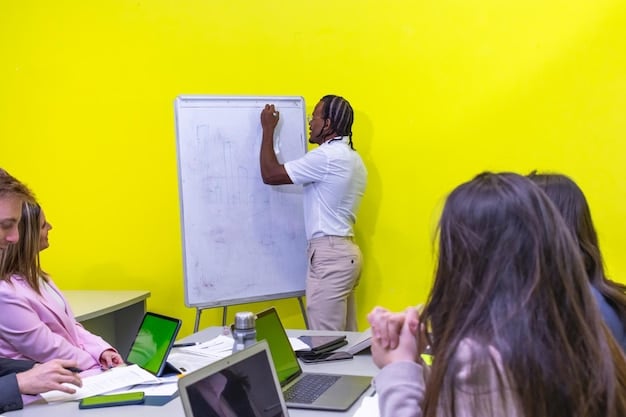 An image of a classroom with students actively participating in a hands-on training session using modern equipment. The instructor is guiding the students, and the environment is engaging and collaborative.