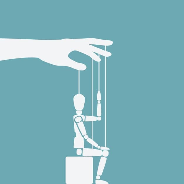 A digital illustration portraying a hand manipulating a ballot box through puppet strings held by a shadowy figure, symbolizing both foreign and domestic election interference. The style is illustrative and impactful, designed to capture attention and highlight the vulnerabilities of democratic processes. Use dark and contrasting colors.