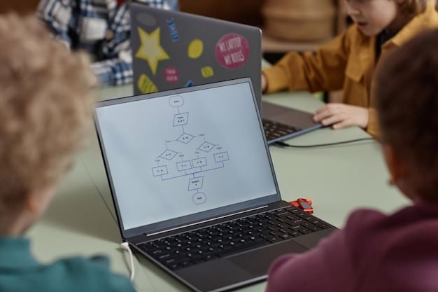 A classroom with students engaged in a coding activity, illustrating the importance of STEM education in addressing the tech skills gap.