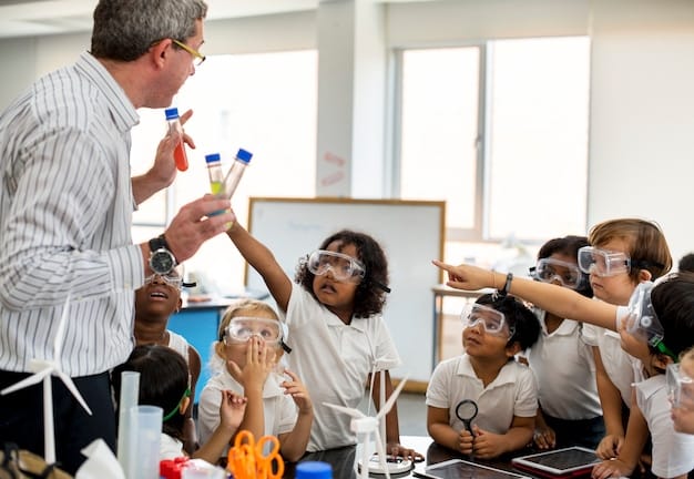 A diverse group of students in a STEM classroom, engaging in a hands-on project with technological equipment, highlighting the importance of STEM education for future innovation.