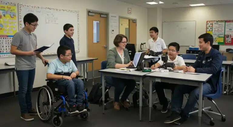 Students with disabilities receiving federal educational support in an inclusive classroom