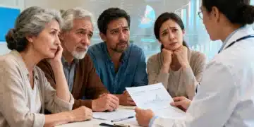 Group of diverse adults discussing financial aid for medical bills with a healthcare advisor