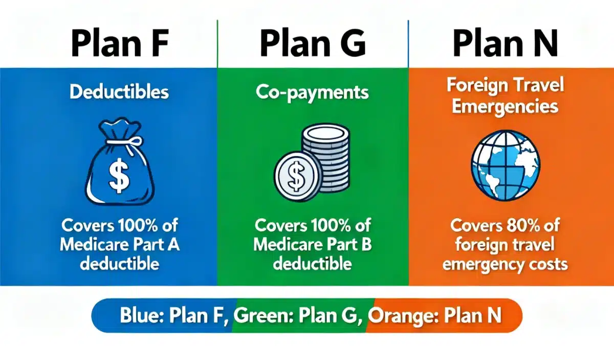 Infographic comparing different Medicare Supplement Plans coverage