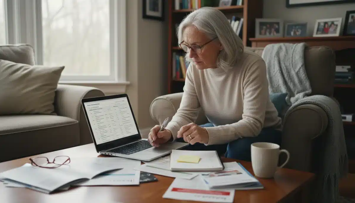 Senior citizen comparing Medicare Advantage plans online at home