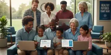 Family reviewing ACA health plan documents on a tablet, symbolizing affordable healthcare access