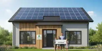 Family in front of their energy-efficient home